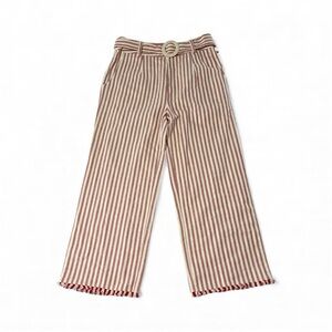 Moon River Striped Cropped Bottoms in Red and White